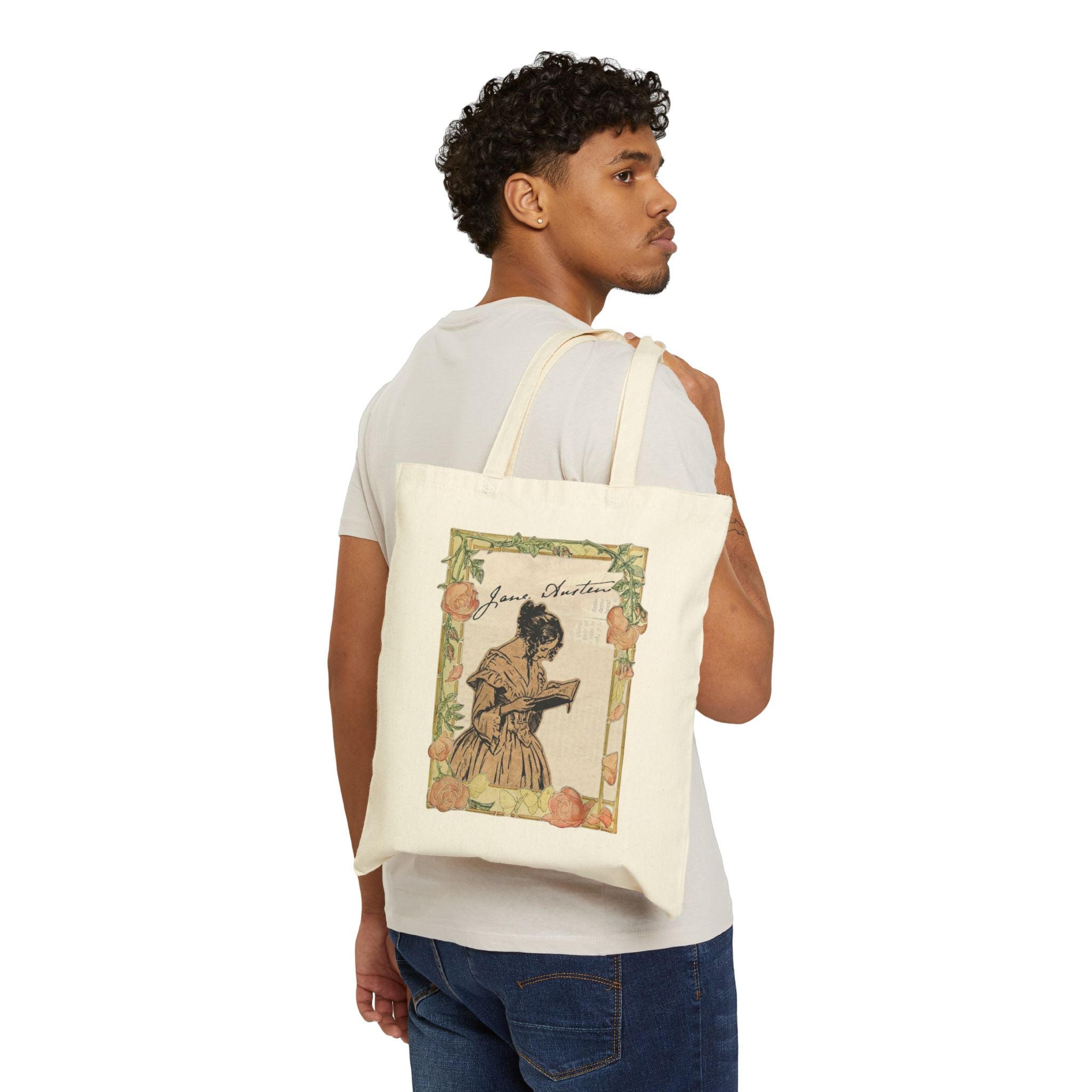 Jane Austen Vintage Design Tote Bag | Literary Bookish Canvas Tote