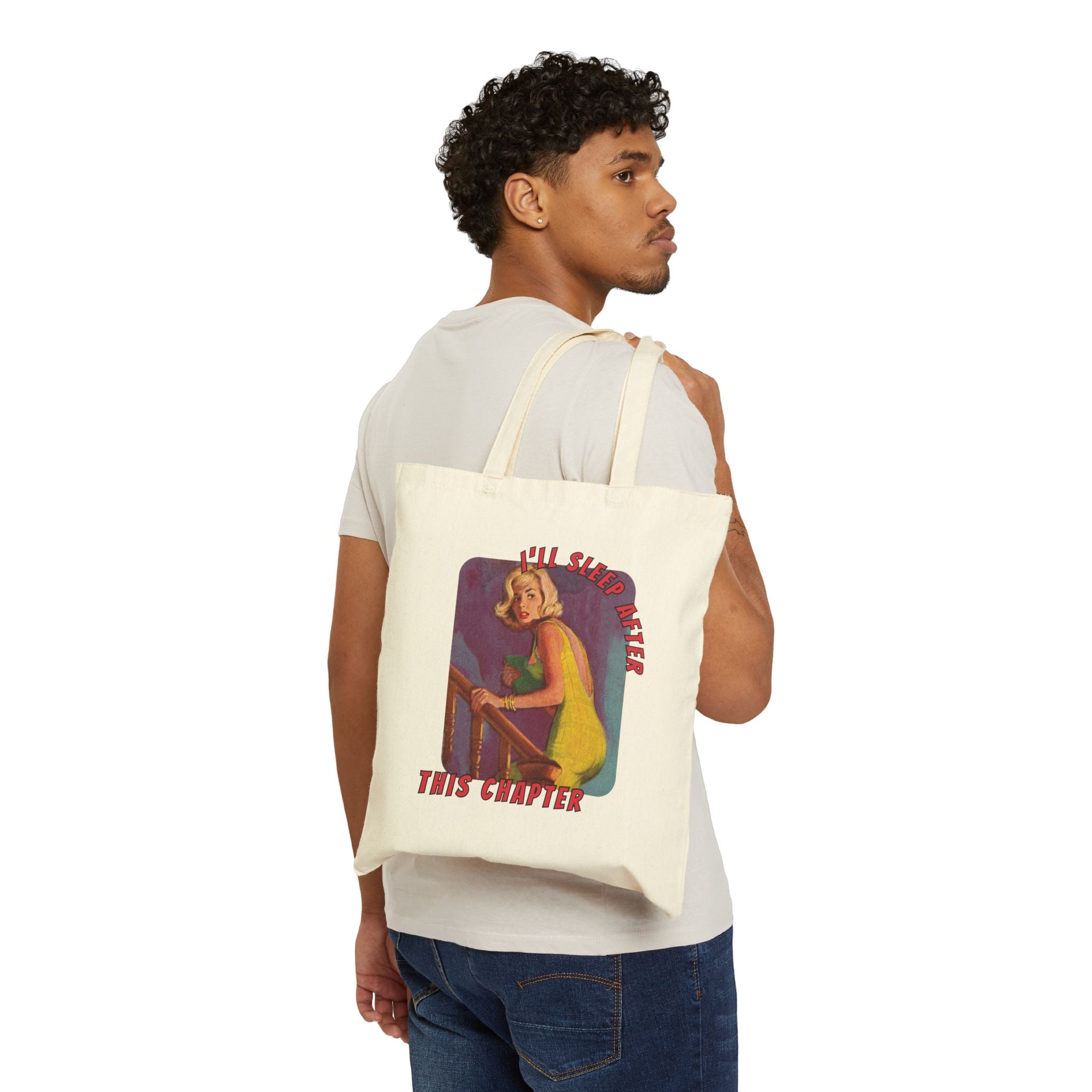 I'll read after this chapter Reader Tote Bag | Retro Pinup Booklover Canvas Tote