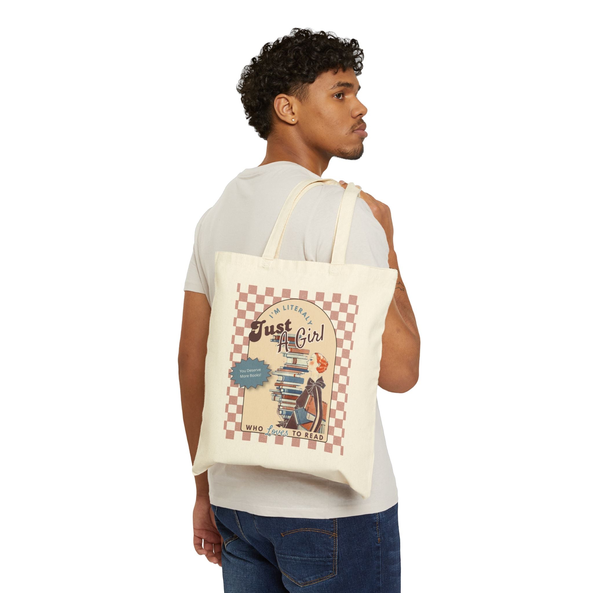 Just a girl Reader Tote Bag | Vintage retro Booklover Canvas Tote