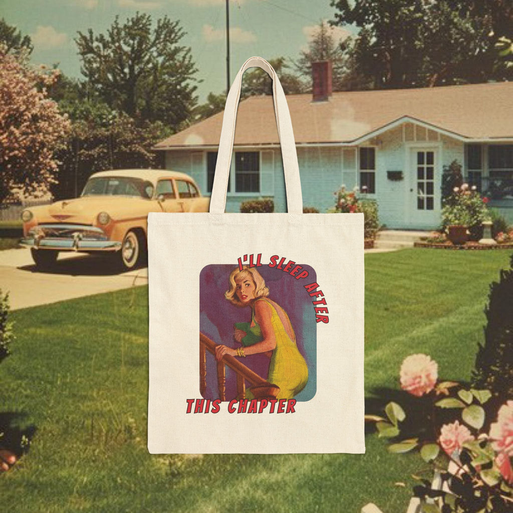 I'll read after this chapter Reader Tote Bag | Retro Pinup Booklover Canvas Tote