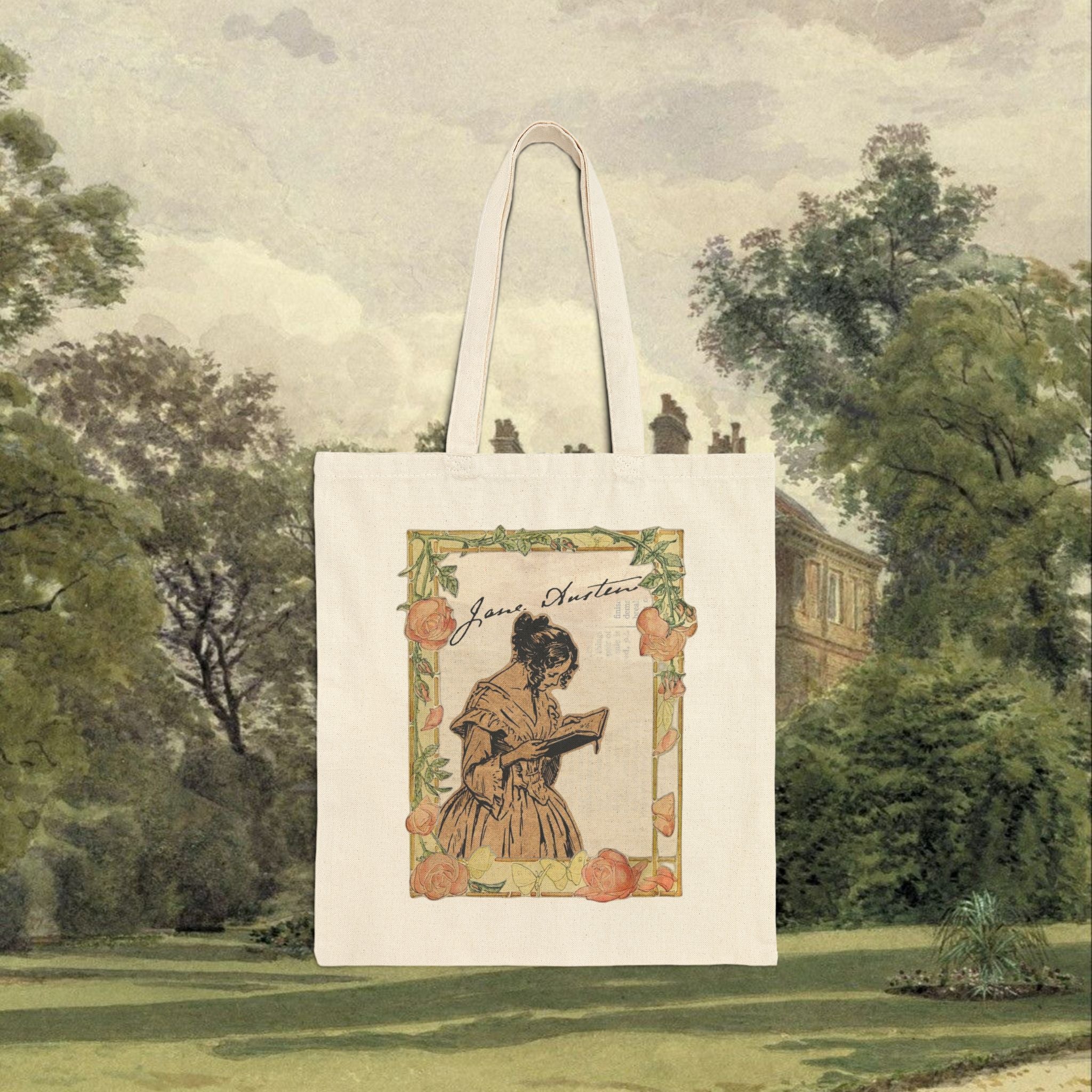 Jane Austen Vintage Design Tote Bag | Literary Bookish Canvas Tote