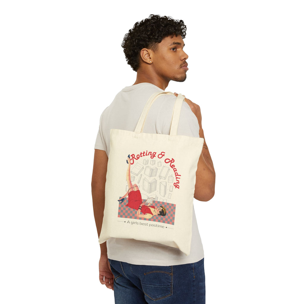 Reader Tote Bag | Retro Pinup Booklover Canvas Tote