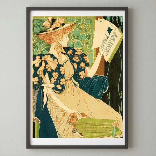 Art Nouveau Women Reading Prints – Set of 5 Digital Download Wall Art