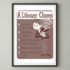 Set of 5 Retro Public Library info posters for home library wall art decor digital download