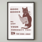 Set of 5 Retro Public Library info posters for home library wall art decor digital download