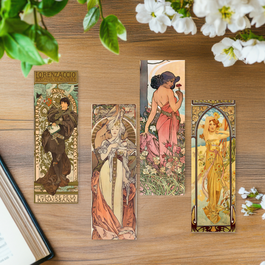 Art Nouveau Bookmarks – Set of 5 Whimsical Printable Digital Download