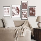 Set of 5 Retro Public Library info posters for home library wall art decor digital download