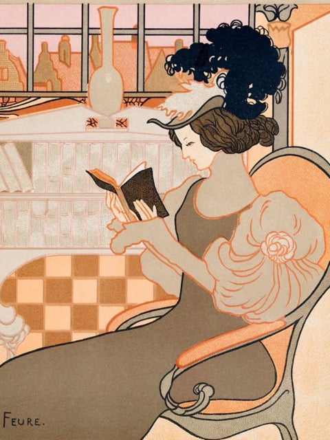 Art Nouveau Women Reading Prints – Set of 5 Digital Download Wall Art