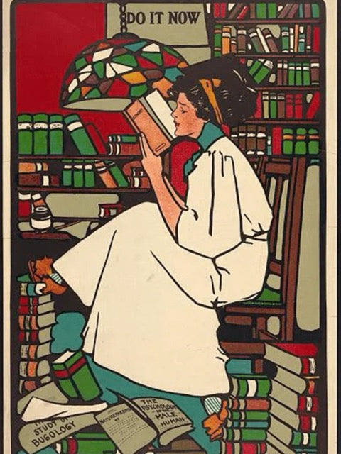 Art Nouveau Women Reading Prints – Set of 5 Digital Download Wall Art